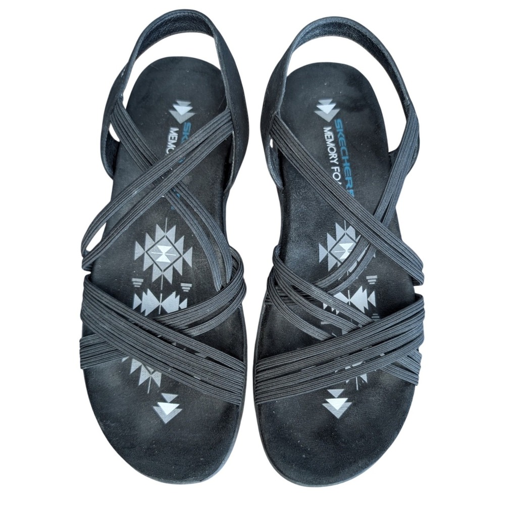 Sketcher Women's 8.5 Black Strappy Stretch Elastic Active‎ Sandals